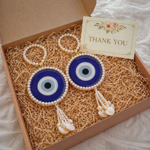 Handcrafted Evil Eye Hanging Set – Pearl Decorative Wall Hanging for Home Décor